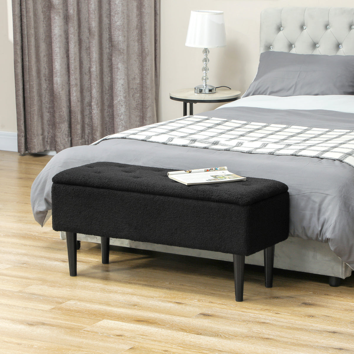 Banc ottoman avec rangement noir