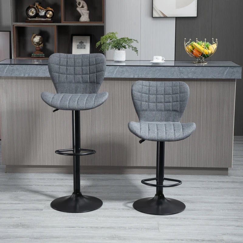 Ensemble de 2 tabourets de bar pivotants, gris