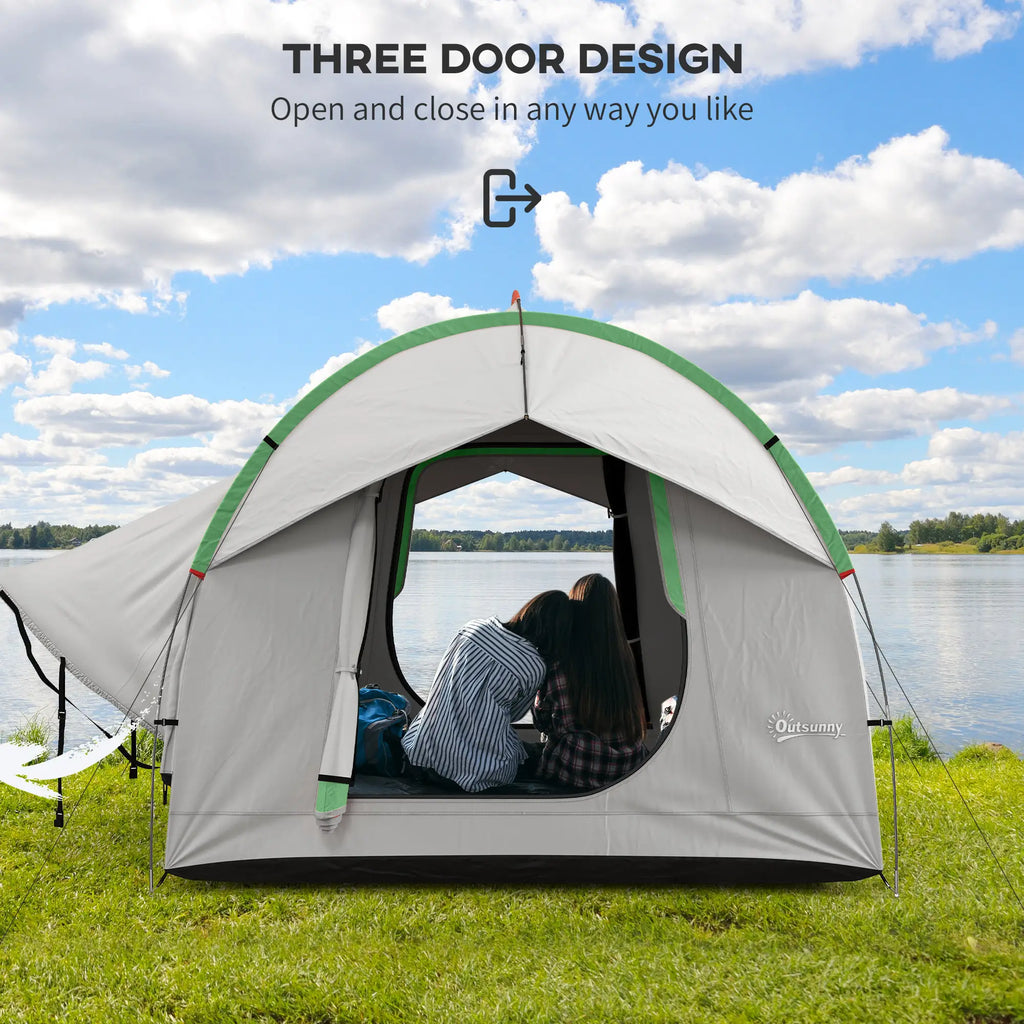 Tente de voiture imperméable 2000 mm pour SUV, avec 3 portes et fenêtre en filet, pour 5 à 6 personnes, coloris gris et vert. Idéale pour le camping et les voyages. Coloris : gris et vert.