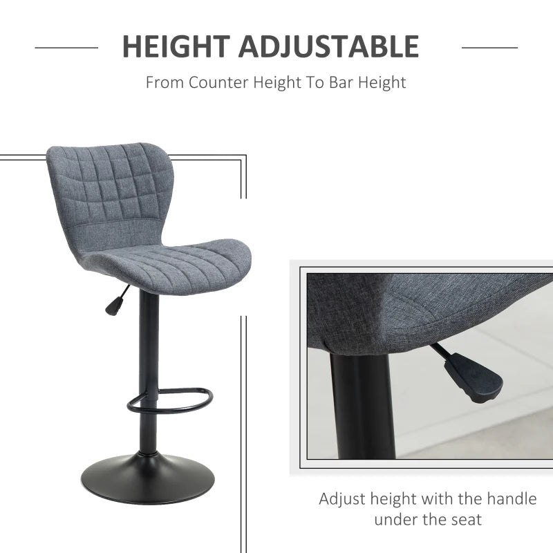 Ensemble de 2 tabourets de bar pivotants, gris