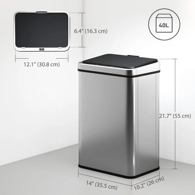 Poubelle automatique 40 L, argent