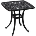 Table d'appoint carrée d'extérieur 53 cm (21 po), table de patio en aluminium moulé avec trou pour parasol, idéale pour le jardin, le balcon ou la piscine, couleur bronze.