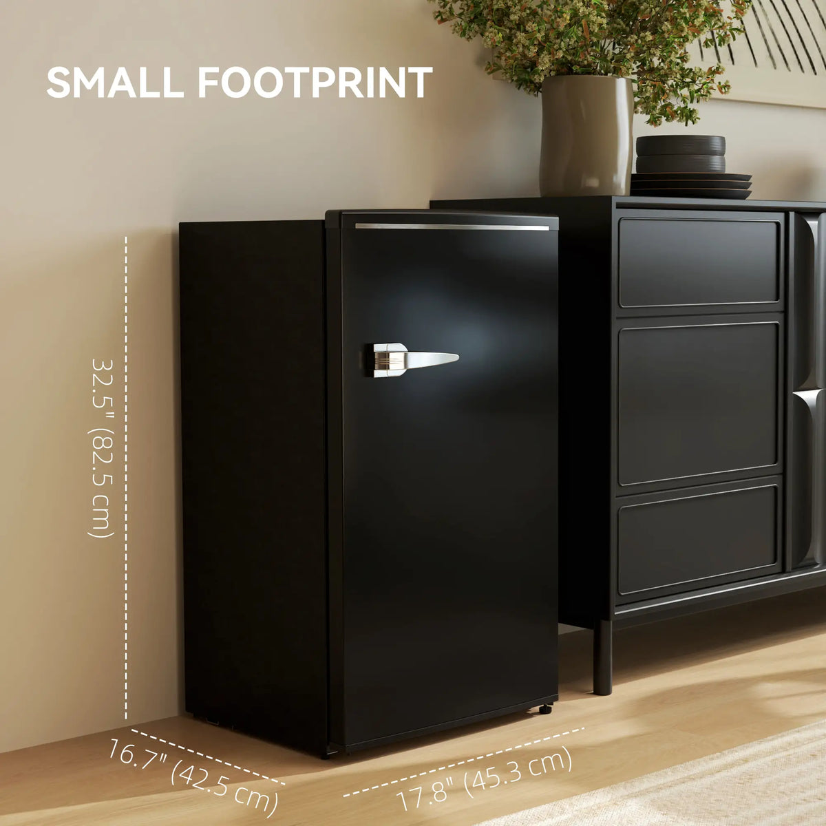 Mini-réfrigérateur rétro, réfrigérateur compact à une porte de 88 litres (3,1 pi³), thermostat réglable, 2 étagères en verre, noir