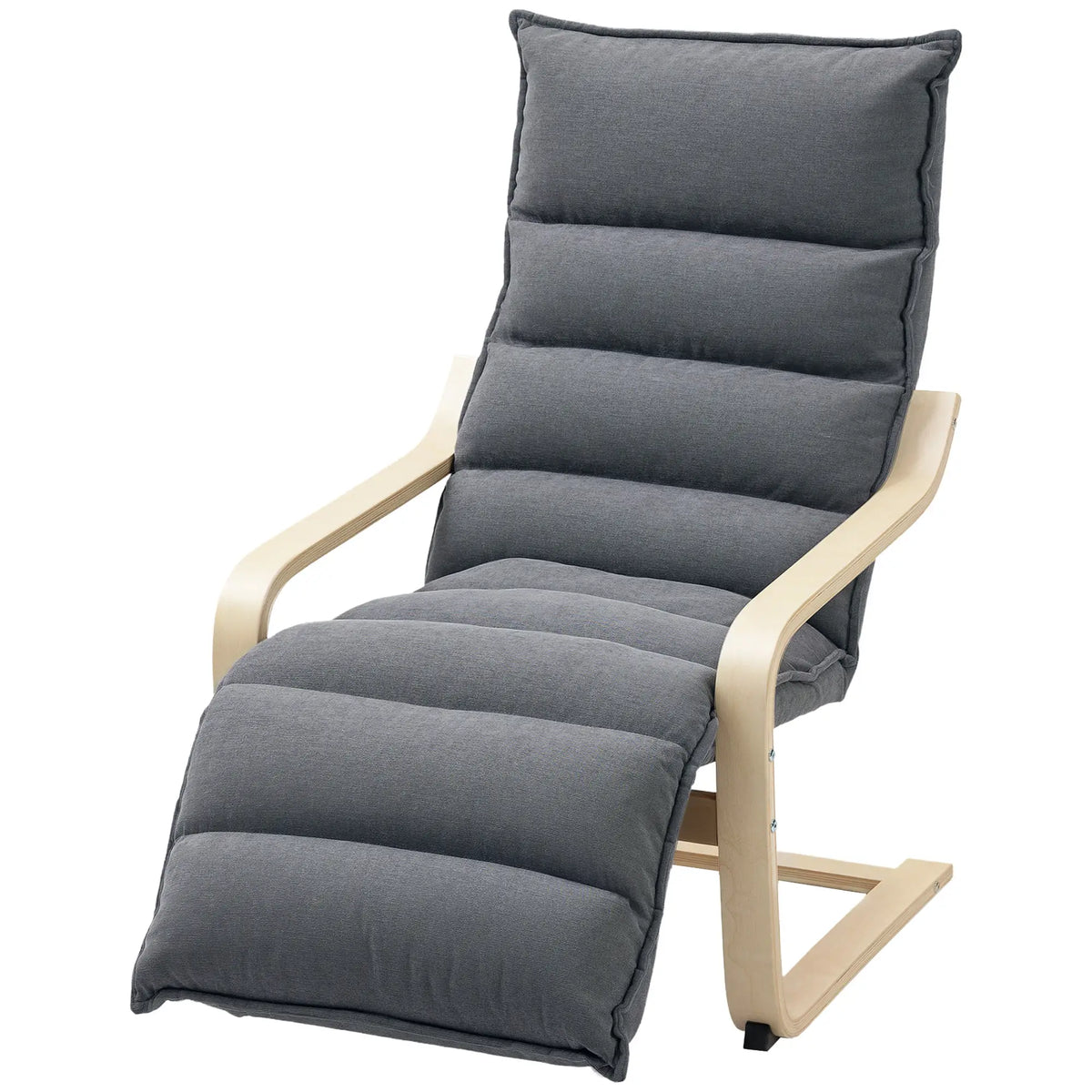 Fauteuil d'appoint, fauteuil de salon recouvert de velours avec repose-pieds, structure en bois, gris foncé