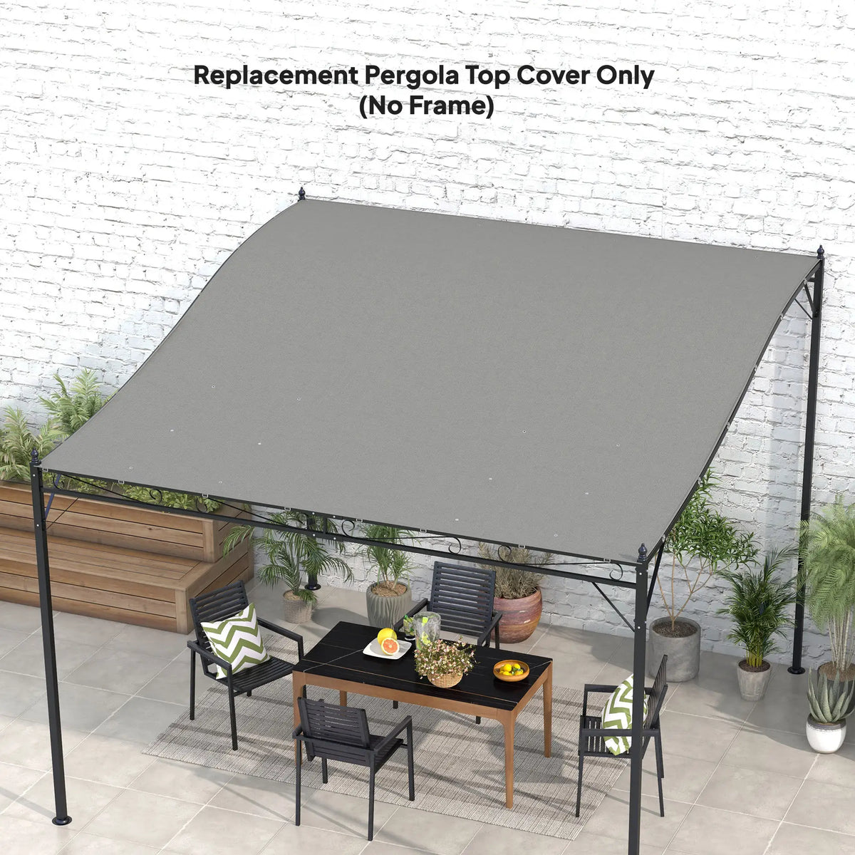 Toile de remplacement pour pergola, protection solaire pour pergola 3 m x 3 m, gris foncé