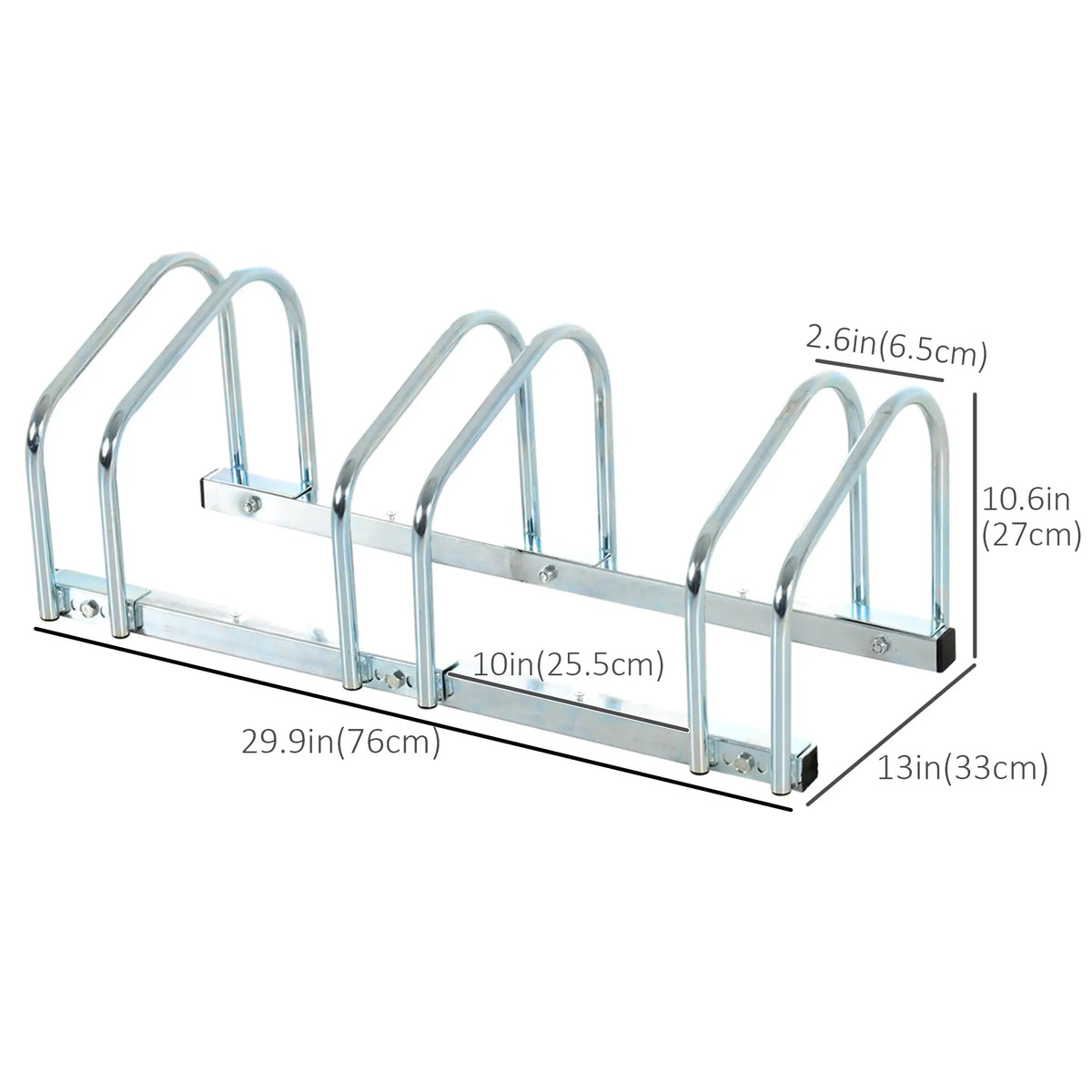 Support de rangement au sol pour 3 vélos, support de rangement pour vélos, fixation au sol, organisateur de garage pour une utilisation intérieure et extérieure, argent