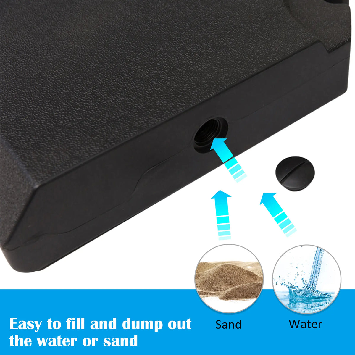 Lot de 4 supports de parasol pour parasol déporté, à remplir de sable ou d'eau, noir