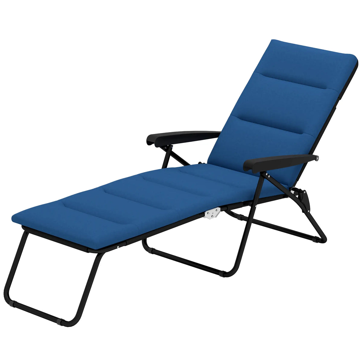 Chaise longue pliable, inclinable, pour terrasse, avec dossier réglable 6 positions, bleue