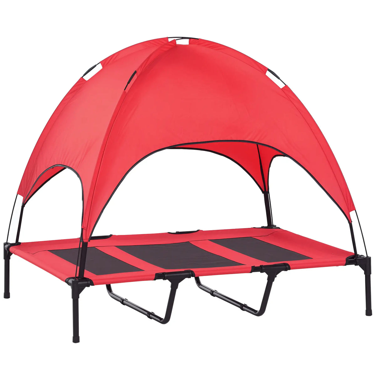 Lit surélevé pour animaux de compagnie, lit pour chien portable d'extérieur et d'intérieur avec tente et abri, rouge instantané