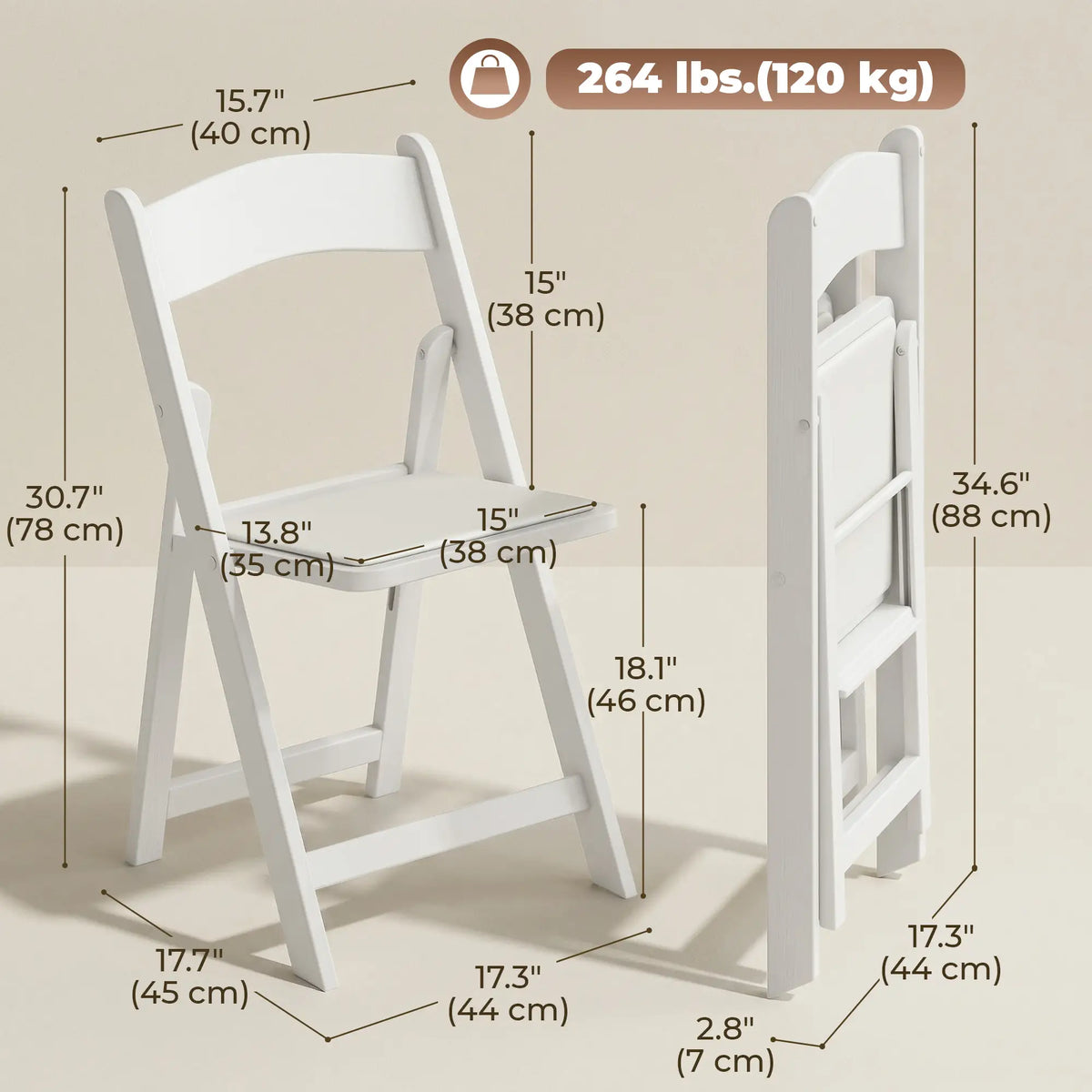 Lot de 4 chaises pliantes, chaises pliables en résine avec assise rembourrée, sièges portables pour l'intérieur et l'extérieur, idéaux pour les événements au bureau et les repas.