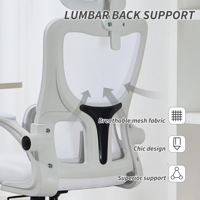 Chaise de bureau ergonomique en maille, blanc crème