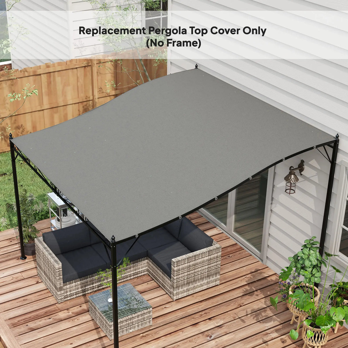 Toile de remplacement pour pergola, protection solaire pour pergola 3 m x 3 m, gris foncé