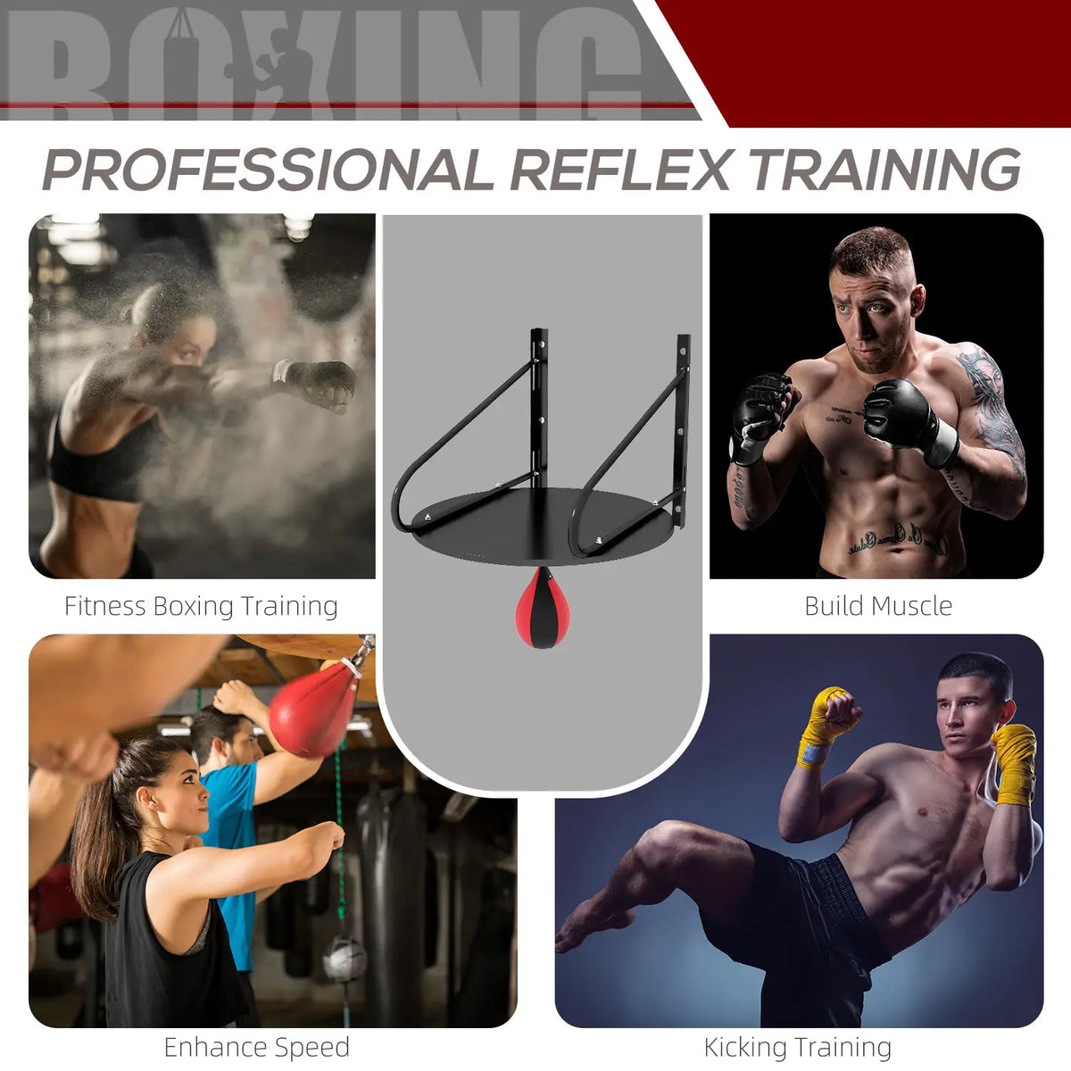 Plateforme de boxe murale pour sac de vitesse, hauteur réglable