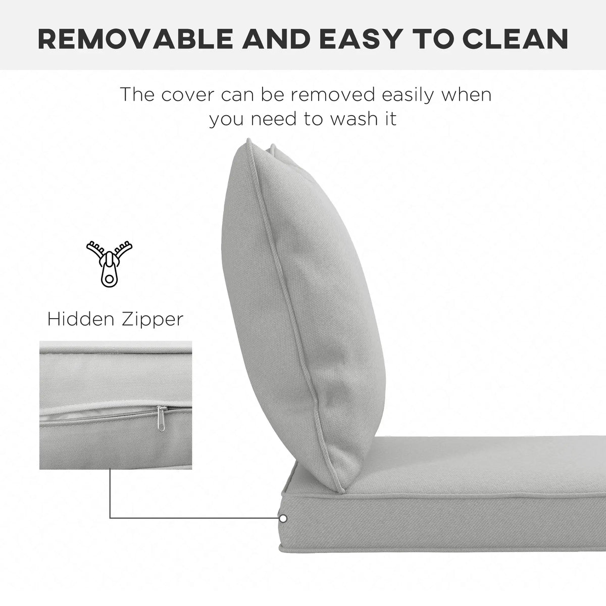 Ensemble de 2 coussins de rechange pour siège et dossier, pour chaises de patio intérieures et extérieures, gris clair