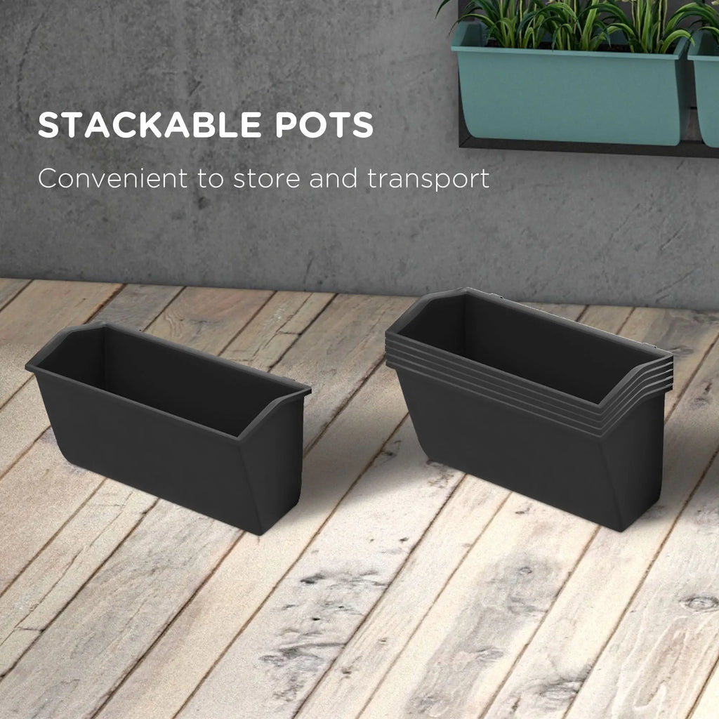 Jardinière murale à 3 niveaux avec 6 pots pour une utilisation intérieure et extérieure, support pour plantes suspendues, jardinière murale à drainage automatique