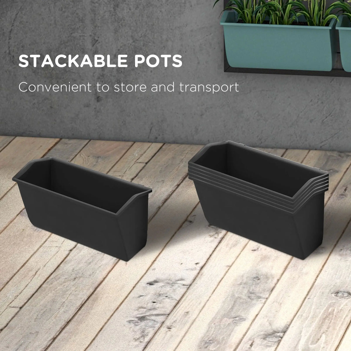 Jardinière murale à 3 niveaux avec 6 pots pour une utilisation intérieure et extérieure, support pour plantes suspendues, jardinière murale à drainage automatique