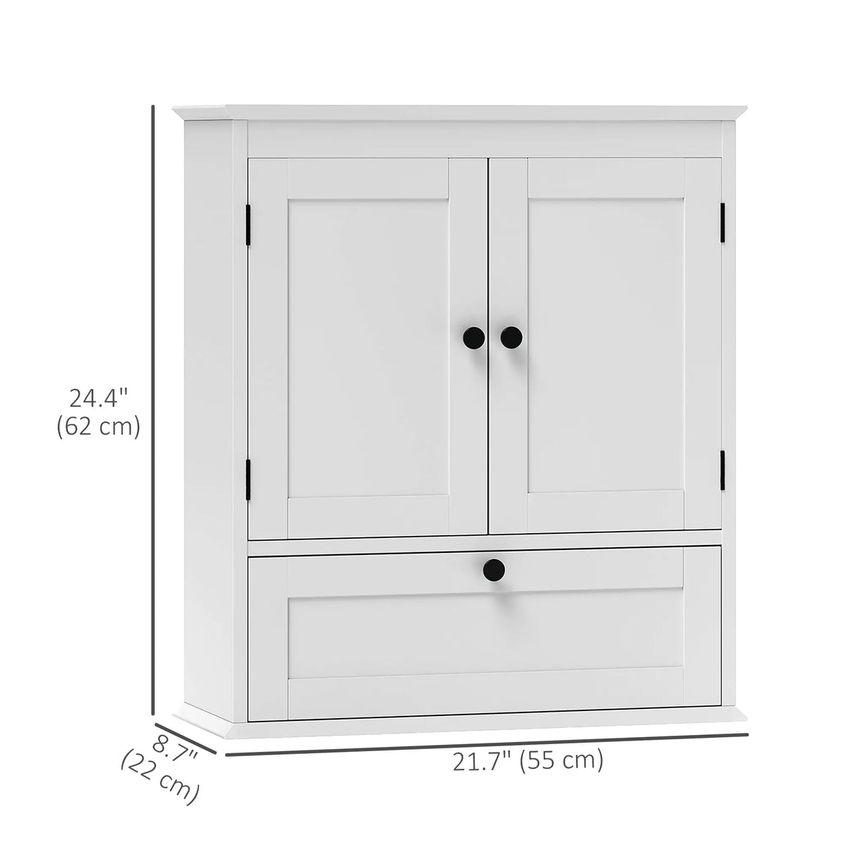 Armoire à pharmacie avec étagère réglable, armoire murale de salle de bain avec panneaux encastrés, blanche