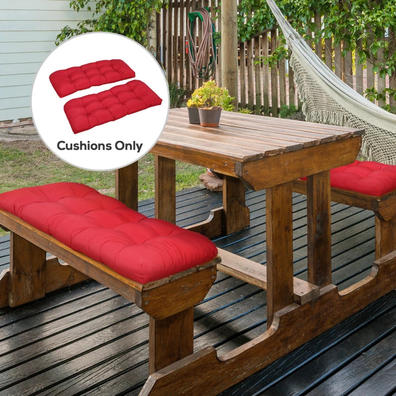 Ensemble de 2 coussins de banc de patio, rouge vin