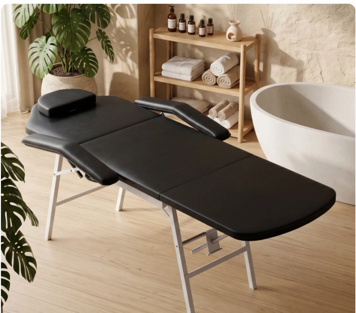 Table de massage portable pliable, noire