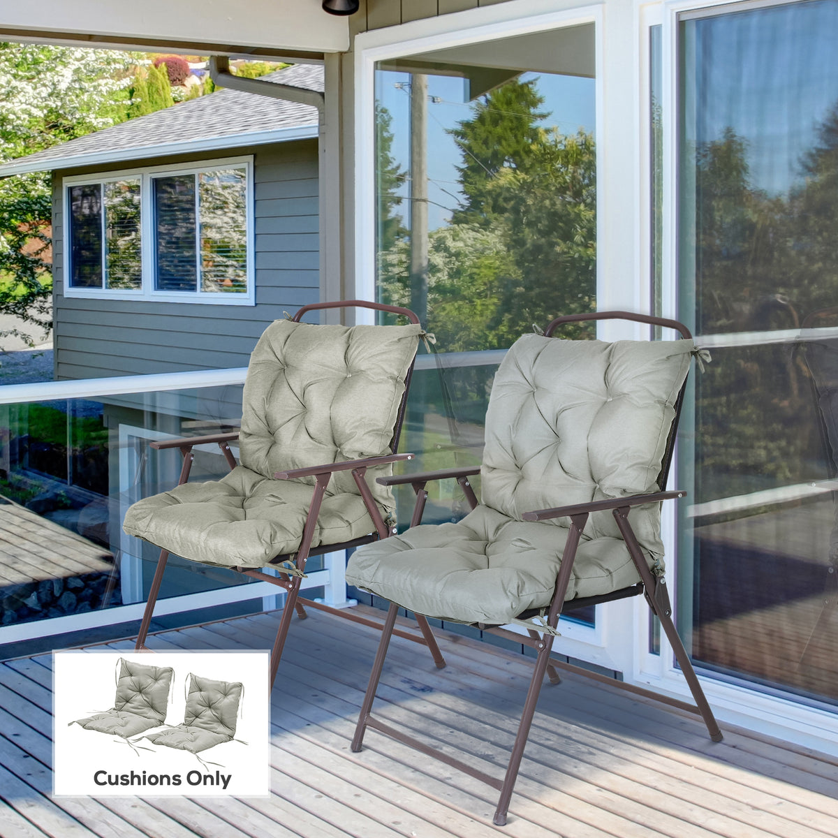 Ensemble de 2 coussins de chaise de jardin avec dossier pour transats, chaises berçantes, chaises longues, usage intérieur et extérieur