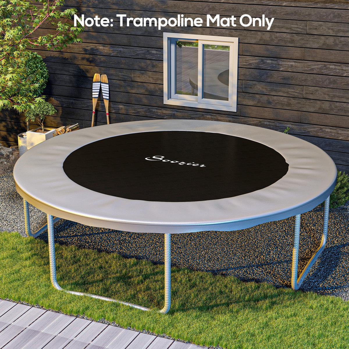 Tapis de rechange pour trampoline, compatible avec les trampolines de 4,27 m (14 pi) équipés de 80 crochets en V et de ressorts de 14 cm (5,5 po) (ressorts et cadre non inclus), noir
