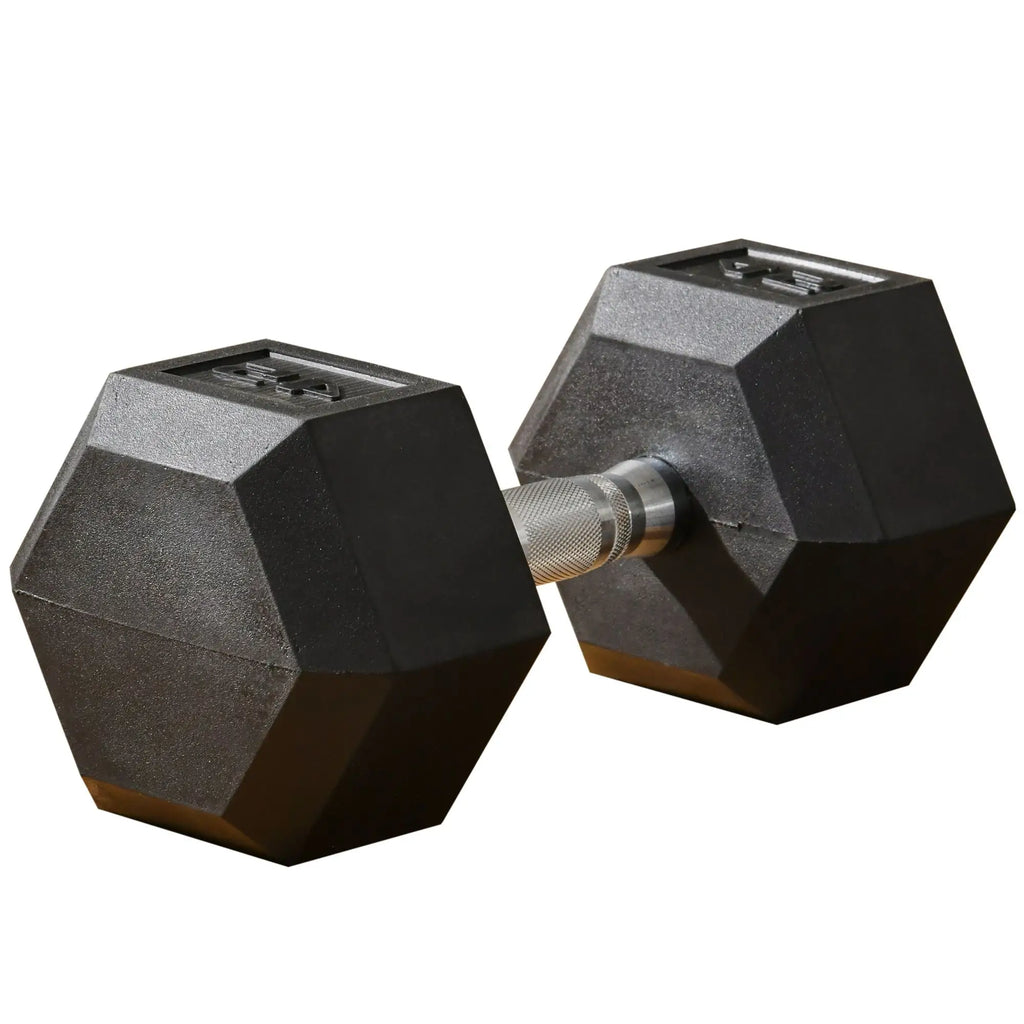 Haltère hexagonale en caoutchouc 45 lbs, poids pour l'entraînement physique à domicile, au bureau ou en salle de sport, noire