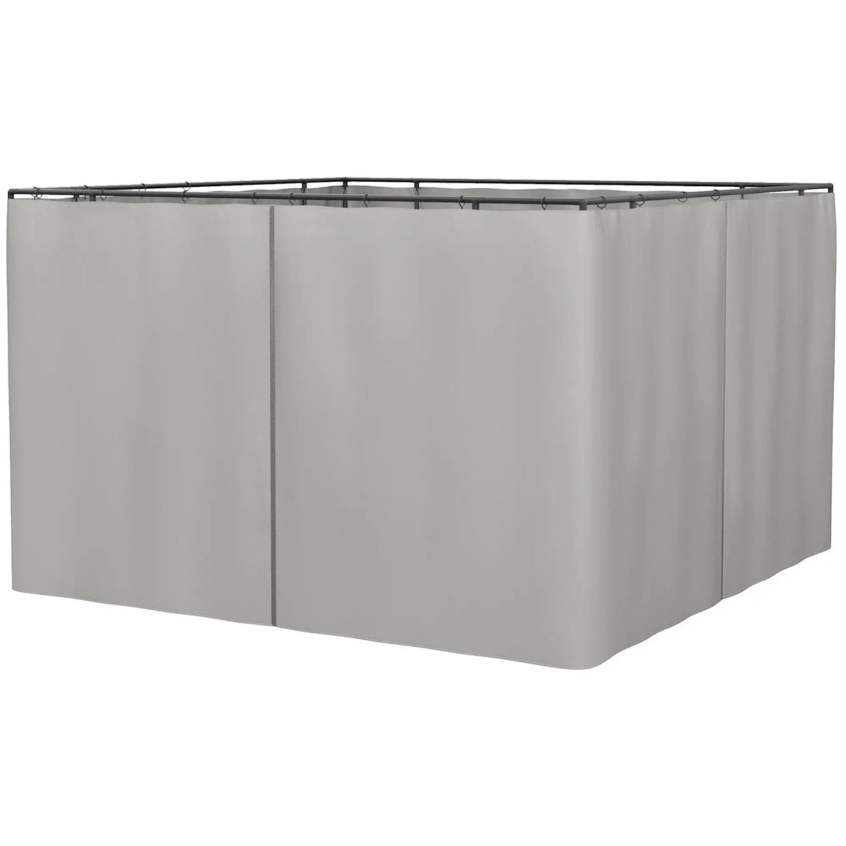 Rideaux de gazebo, rideau de remplacement universel pour intimité, 3 m x 3 m, 4 panneaux latéraux avec crochets/anneaux en C, gris clair