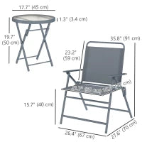 Ensemble bistrot d'extérieur 3 pièces, gris foncé