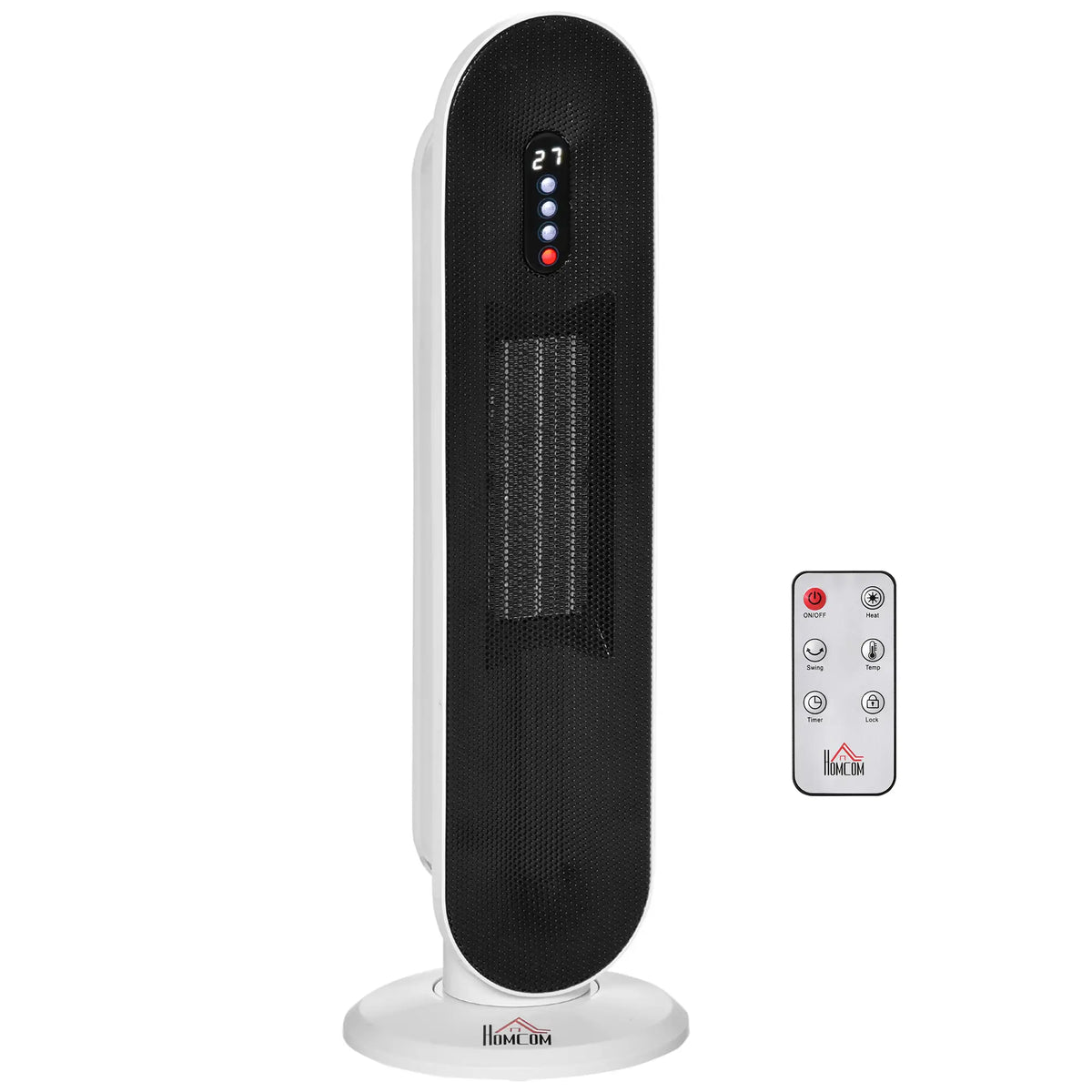 Chauffage d'appoint céramique , radiateur tour d'intérieur avec oscillation à 45°, télécommande, minuterie 24 h, protection anti-basculement et contre la surchauffe, 1500 W/1000 W