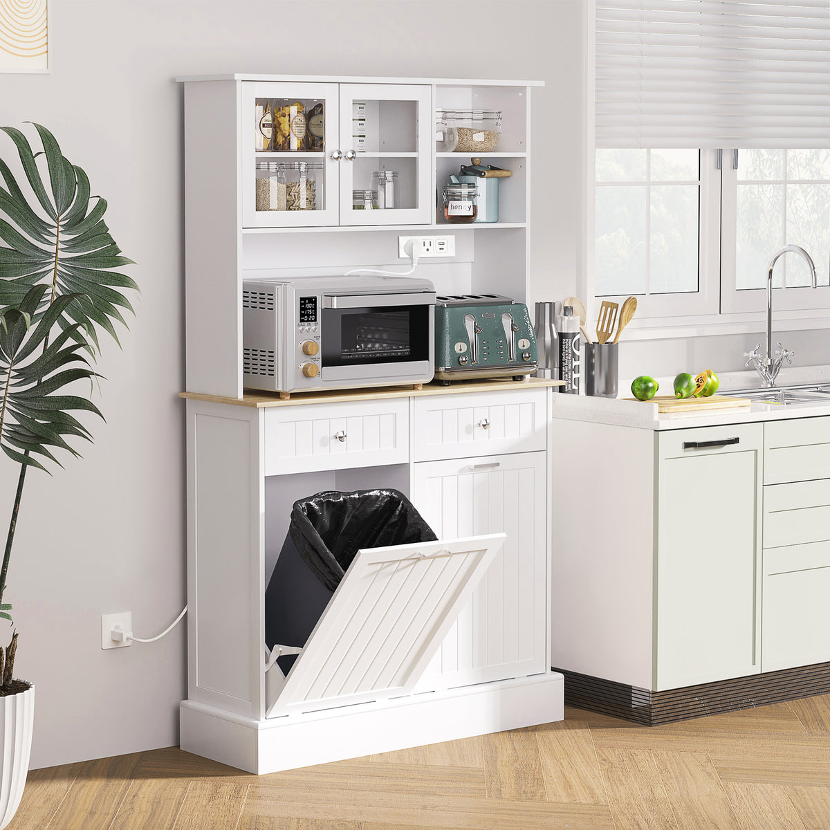 Armoire de cuisine blanche avec station de recharge