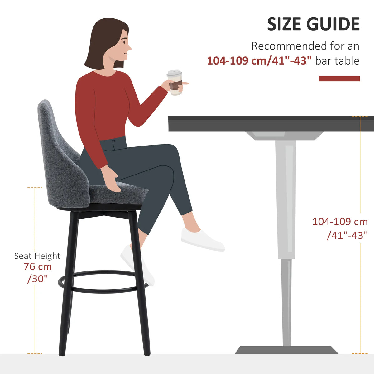 Ensemble de 2 tabourets de bar extra hauts, tabourets de bar modernes pivotants à 360° avec pieds en acier et repose-pieds, gris anthracite