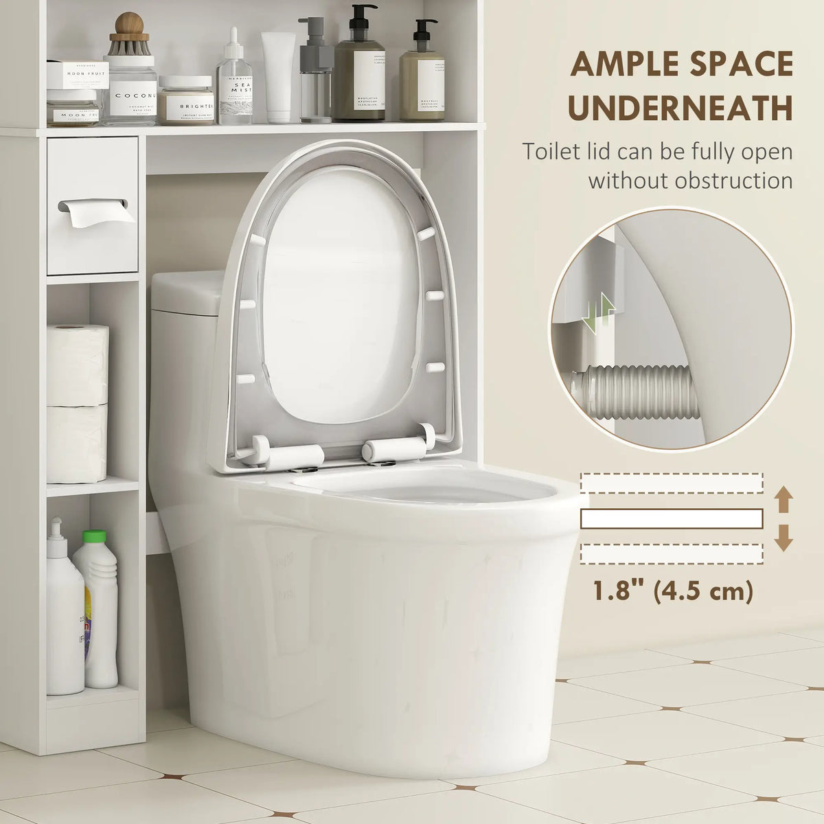 Étagère de rangement à suspendre aux toilettes, organisateur de salle de bain avec étagère réglable, porte-papier toilette pour salle de bain, linge