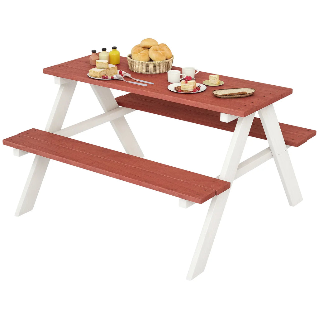 Ensemble de table et bancs de pique-nique en bois pour 4 enfants de 3 à 8 ans, Kids Outdoor Table, montage facile, bois naturel