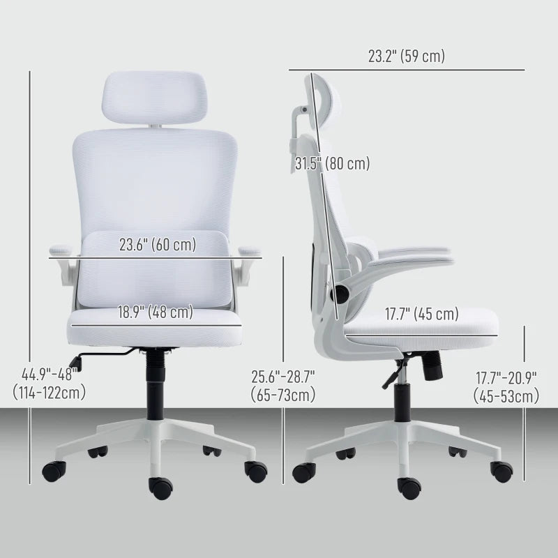 Chaise de bureau ergonomique en maille, blanc crème