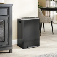 Poubelle 2 x 5,3 gal en acier inoxydable, noire