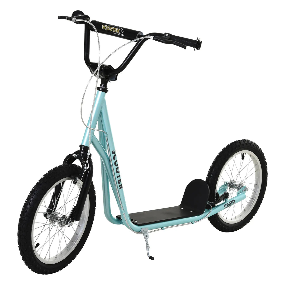 Trottinette pour enfants de 5 ans et plus, jouet à enfourcher avec roue gonflable de 40 cm et double frein, bleue