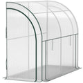 Serre adossée, abri de jardin extérieur avec portes et fenêtres à fermeture éclair, 2,13 m x 0,91 m x 1,52 m, blanche