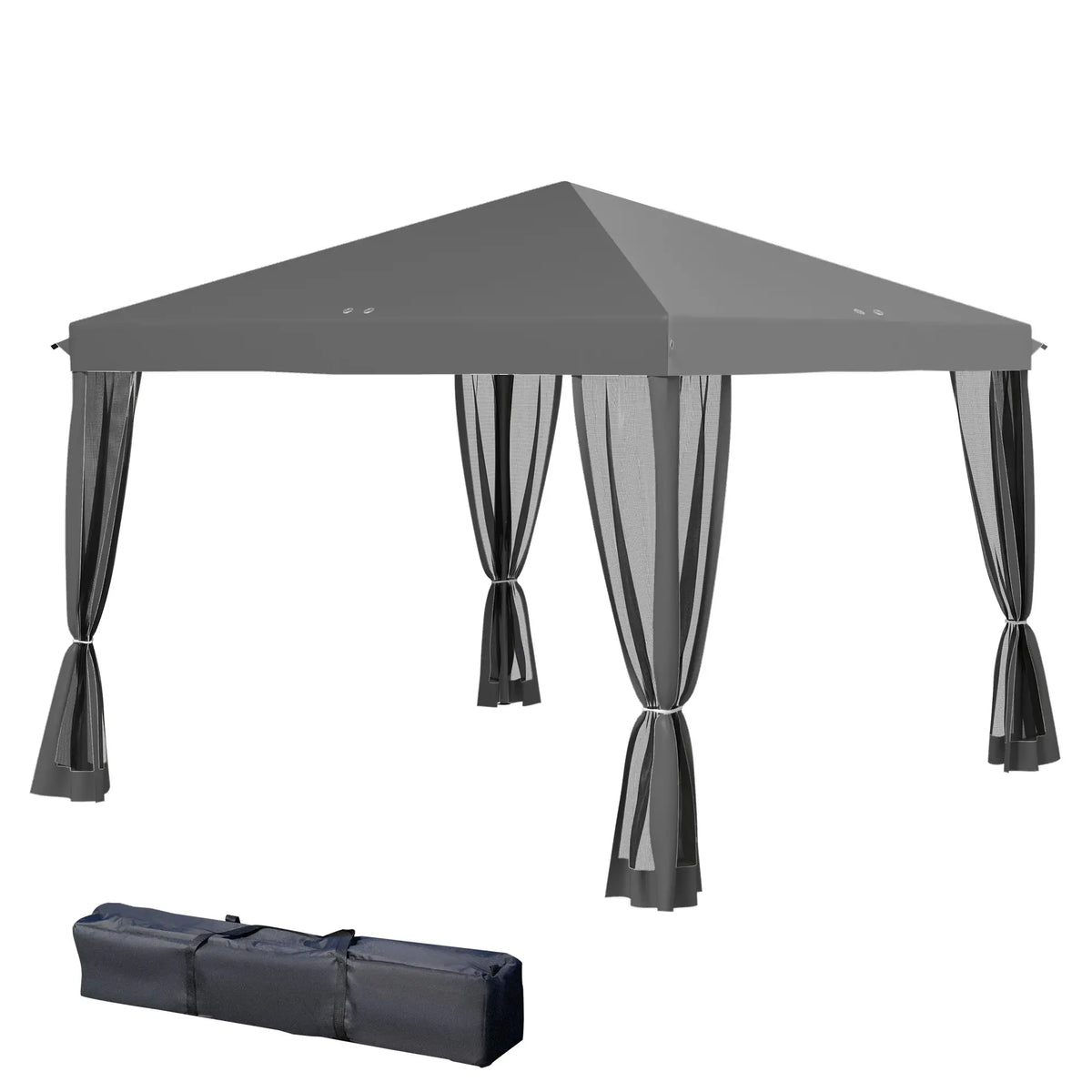 Toit pliant 3 m x 3 m, avec parois latérales en filet zippées, gris clair