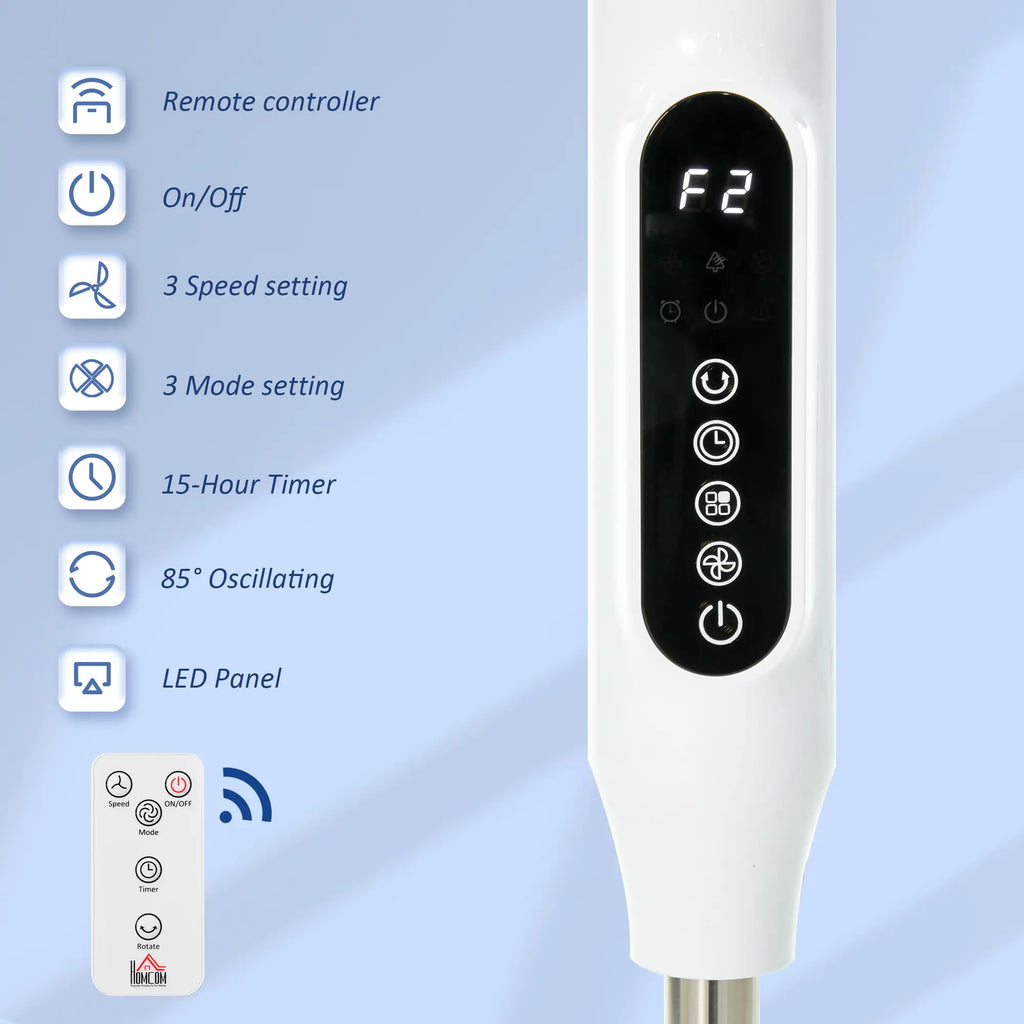 Ventilateur sur pied avec télécommande, ventilateur rafraîchissant sur pied, grand ventilateur électrique pour chambre à coucher, blanc