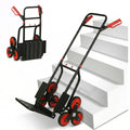 Chariot monte-escalier à 6 roues, diable et chariot de manutention, chariot de charge pliable en acier, capacité de 120 kg, noir et rouge