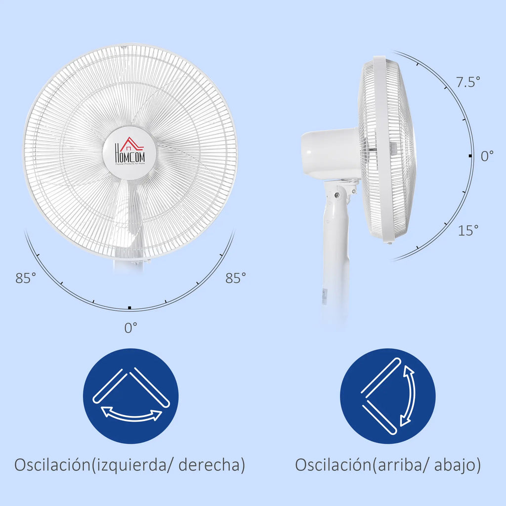 Ventilateur sur pied avec télécommande, ventilateur rafraîchissant sur pied, grand ventilateur électrique pour chambre à coucher, blanc