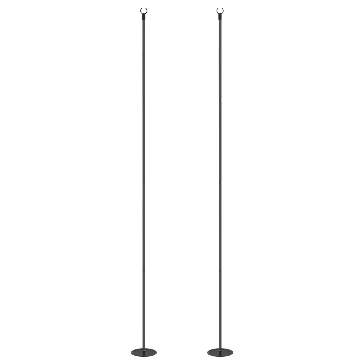 Lot de 2 poteaux lumineux de 3 m (10 pi), supports d'éclairage suspendus en acier pour patio, jardin, terrasse, mariage, fête, noir