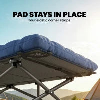 Lit de camp avec matelas moelleux, bleu