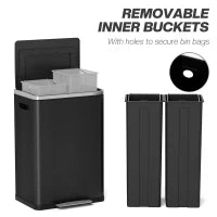 Poubelle 2 x 5,3 gal en acier inoxydable, noire