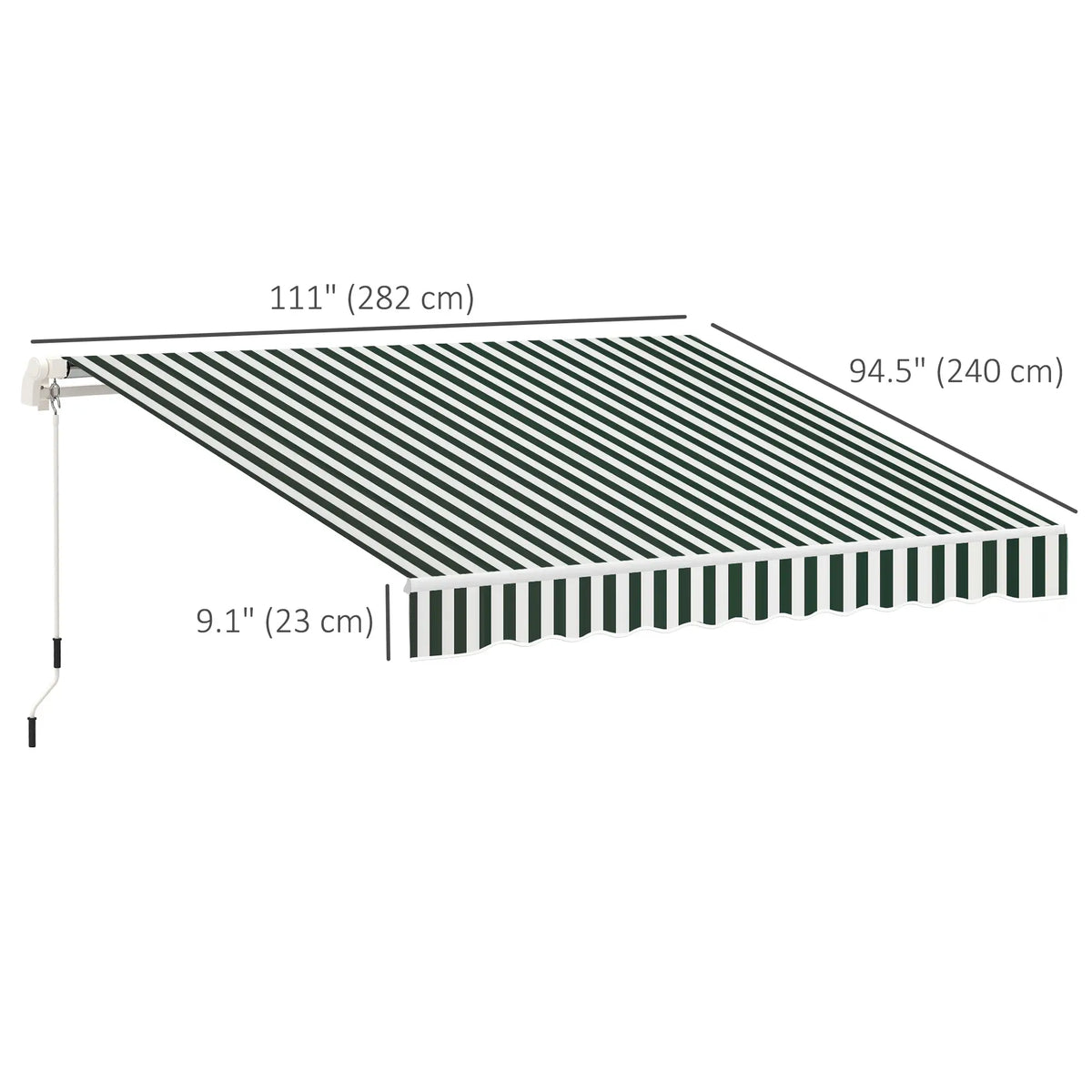 Toile de rechange pour auvent rétractable 3 m x 2,4 m, protection UV, vert et blanc