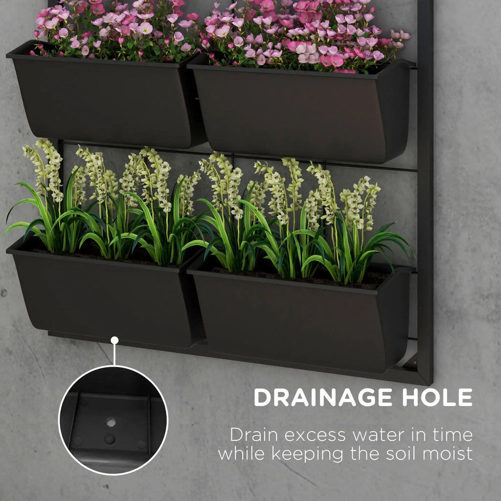 Jardinière murale à 3 niveaux avec 6 pots pour une utilisation intérieure et extérieure, support pour plantes suspendues, jardinière murale à drainage automatique