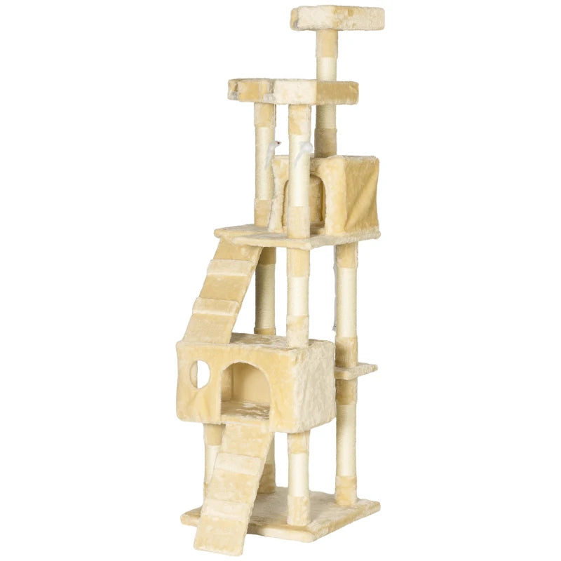 Arbre à chat multi-niveaux 67 po, beige