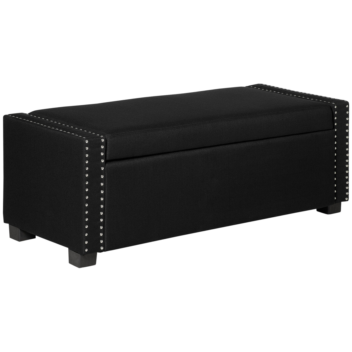 Banc de rangement rembourré gris foncé