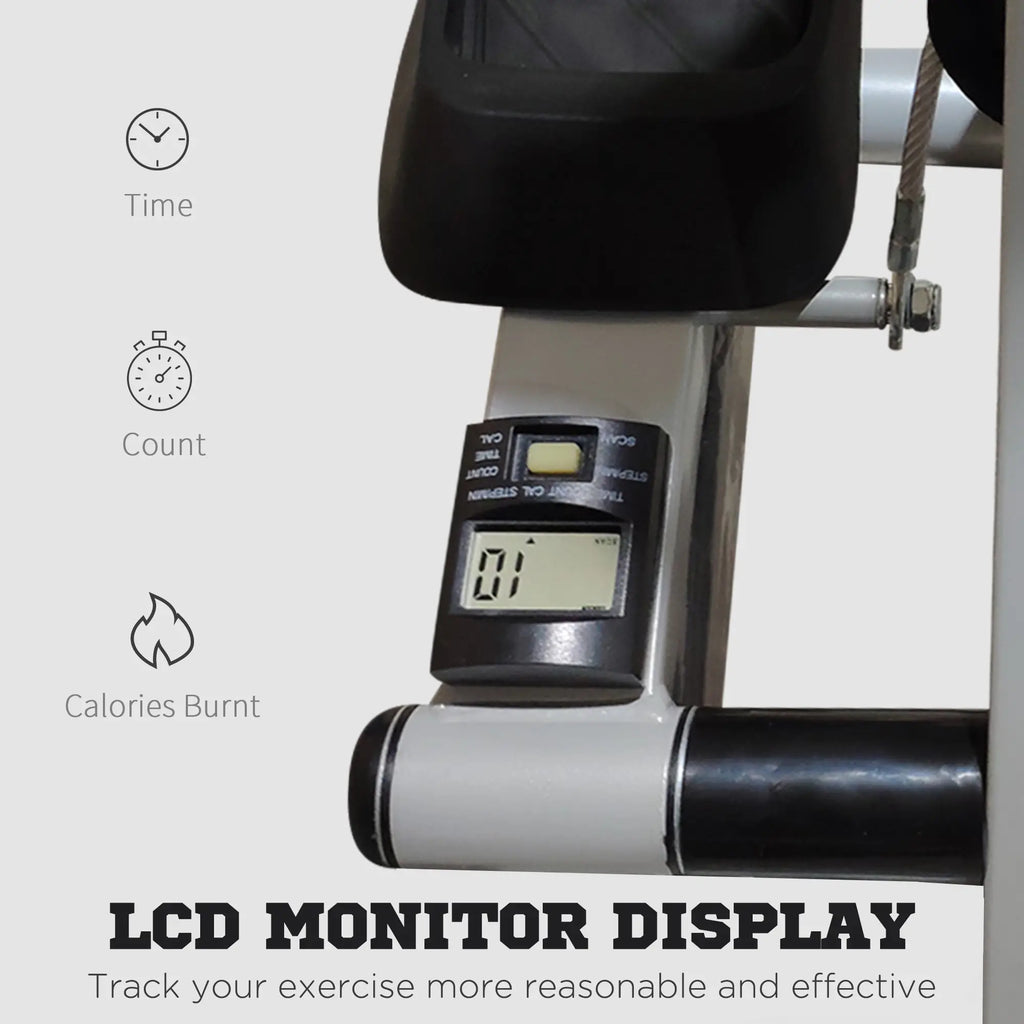 Stepper réglable en hauteur, appareil de fitness avec guidon et écran LCD, noir