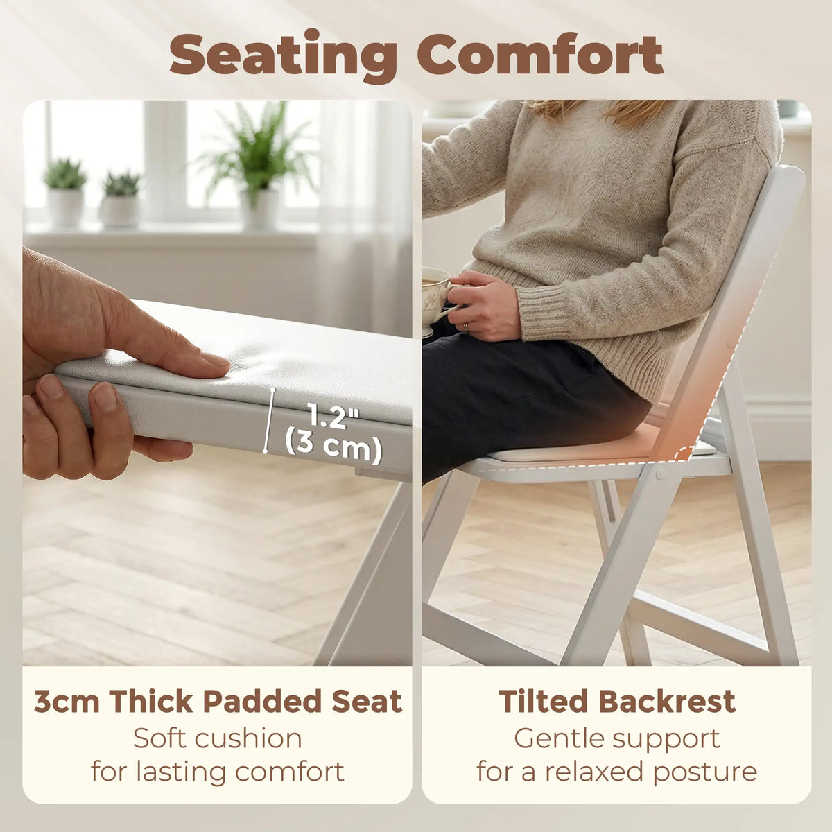 Lot de 4 chaises pliantes, chaises pliables en résine avec assise rembourrée, sièges portables pour l'intérieur et l'extérieur, idéaux pour les événements au bureau et les repas.